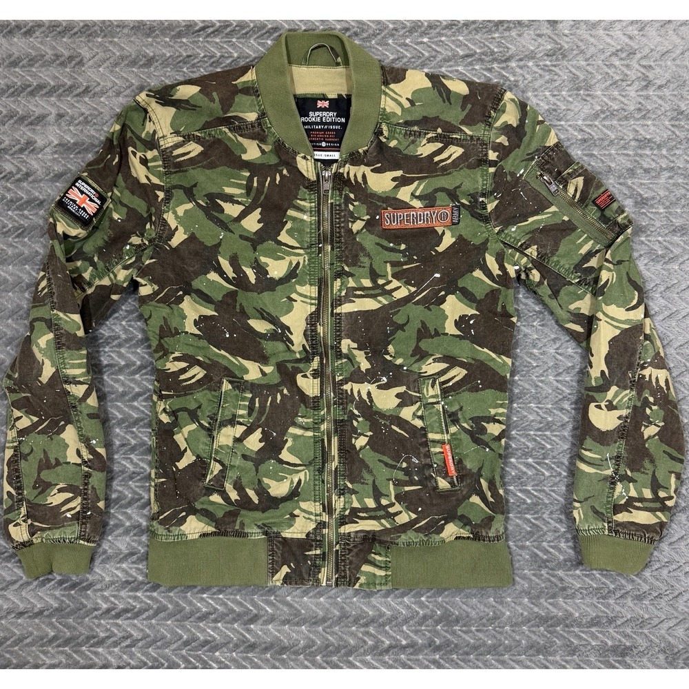Superdry Rookie Edition Jacket Mens Size Small Camo Military Issue Coat